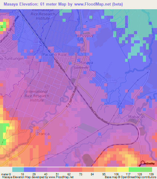 Masaya,Philippines Elevation Map