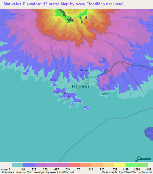 Mariveles,Philippines Elevation Map