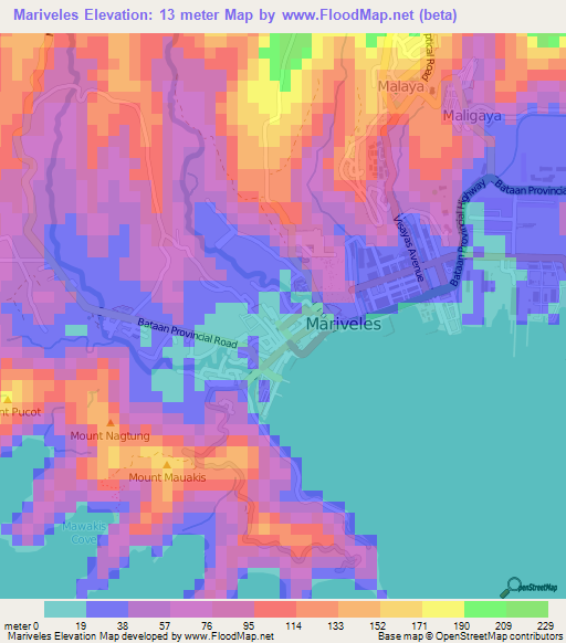 Mariveles,Philippines Elevation Map