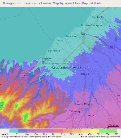 Maragondon,Philippines Elevation Map