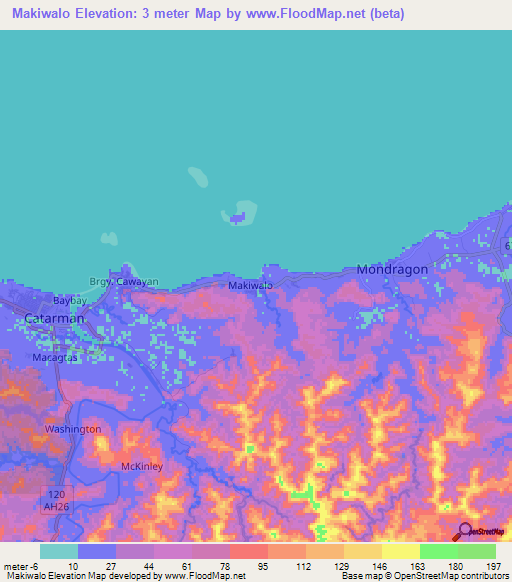 Makiwalo,Philippines Elevation Map