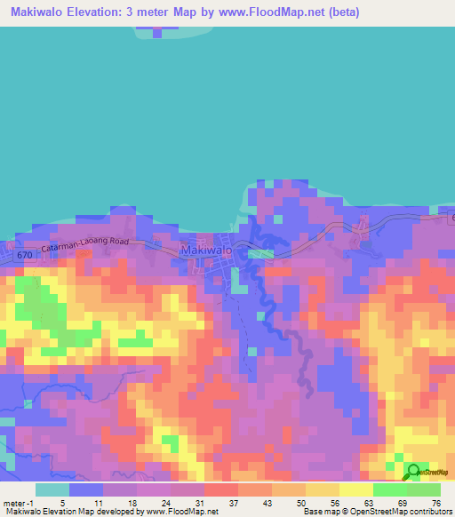 Makiwalo,Philippines Elevation Map