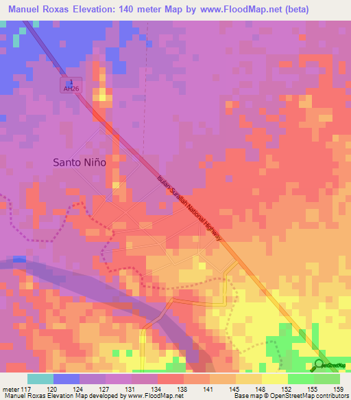 Manuel Roxas,Philippines Elevation Map