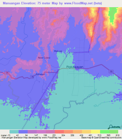 Manuangan,Philippines Elevation Map