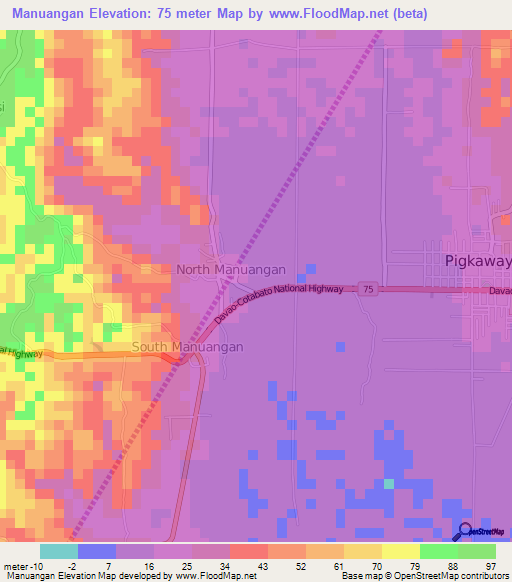 Manuangan,Philippines Elevation Map