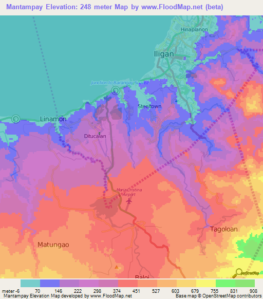 Mantampay,Philippines Elevation Map