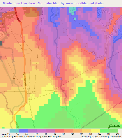 Mantampay,Philippines Elevation Map