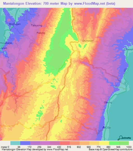 Mantalongon,Philippines Elevation Map