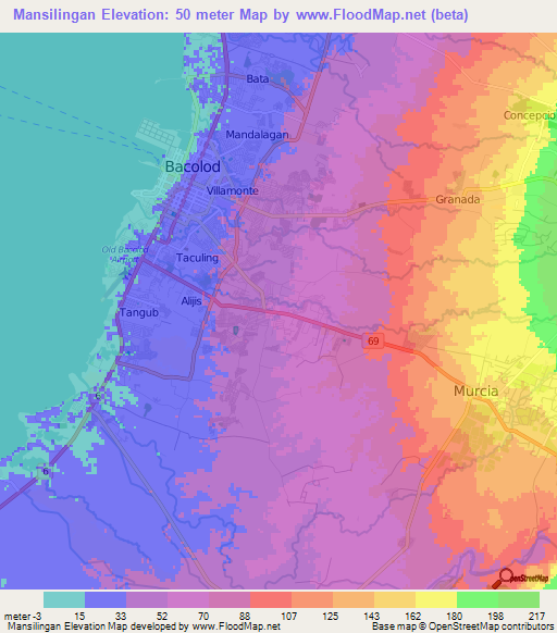 Mansilingan,Philippines Elevation Map