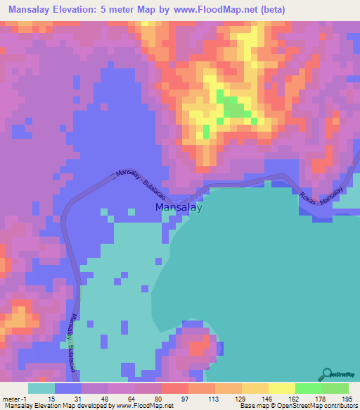 Mansalay,Philippines Elevation Map