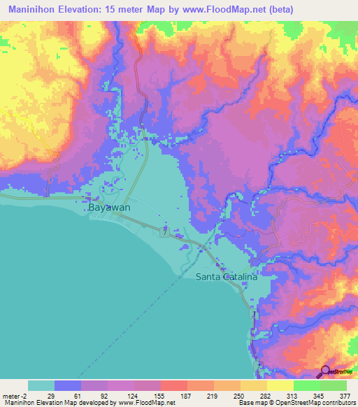 Maninihon,Philippines Elevation Map