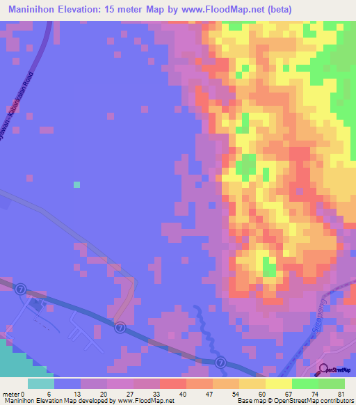Maninihon,Philippines Elevation Map
