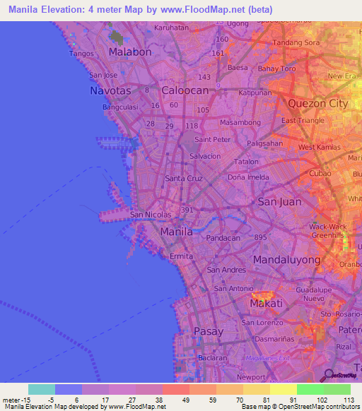 Manila,Philippines Elevation Map