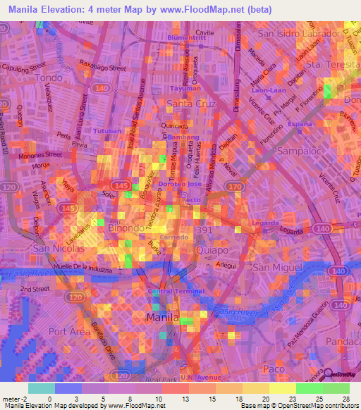 Manila,Philippines Elevation Map