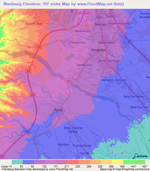 Manibaug,Philippines Elevation Map