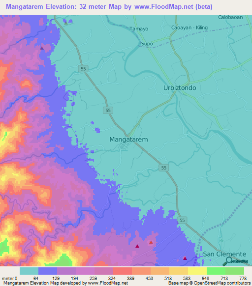 Mangatarem,Philippines Elevation Map