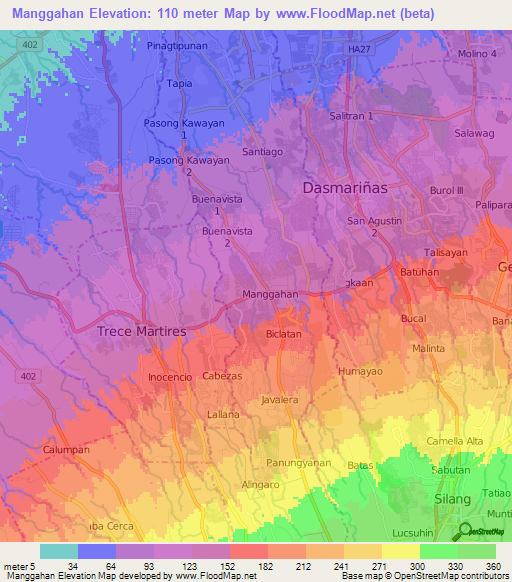 Manggahan,Philippines Elevation Map