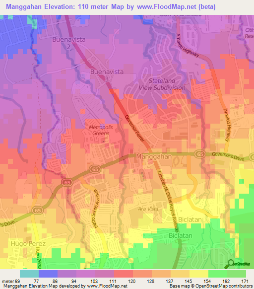 Manggahan,Philippines Elevation Map
