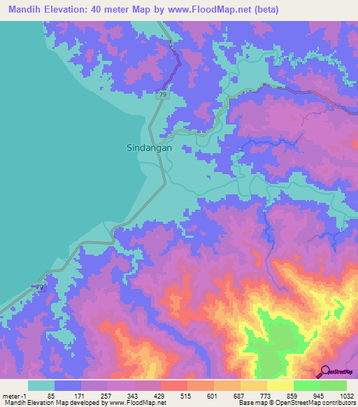 Mandih,Philippines Elevation Map