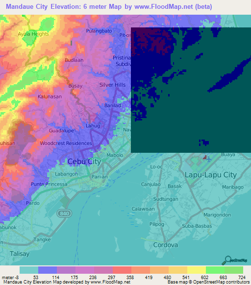 Mandaue City,Philippines Elevation Map
