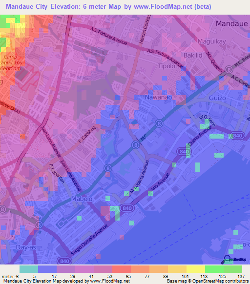 Mandaue City,Philippines Elevation Map
