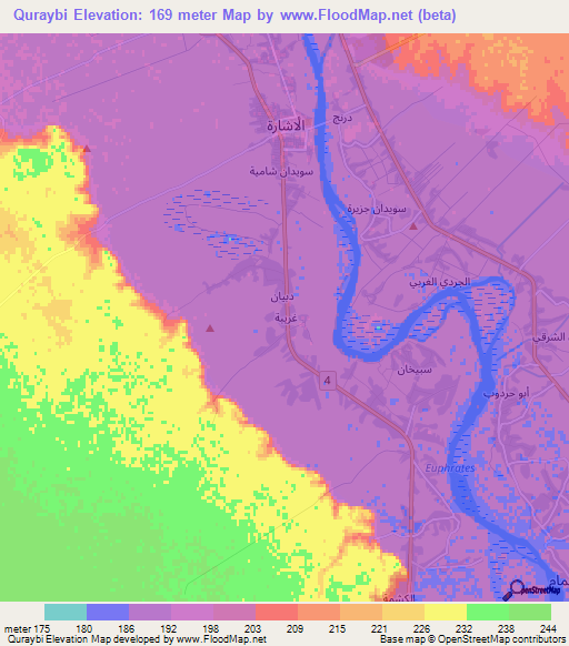 Quraybi,Syria Elevation Map