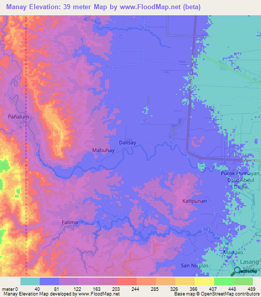 Manay,Philippines Elevation Map