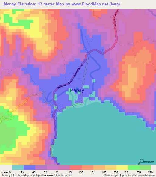 Manay,Philippines Elevation Map