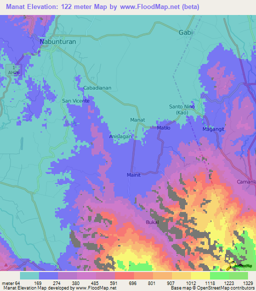 Manat,Philippines Elevation Map