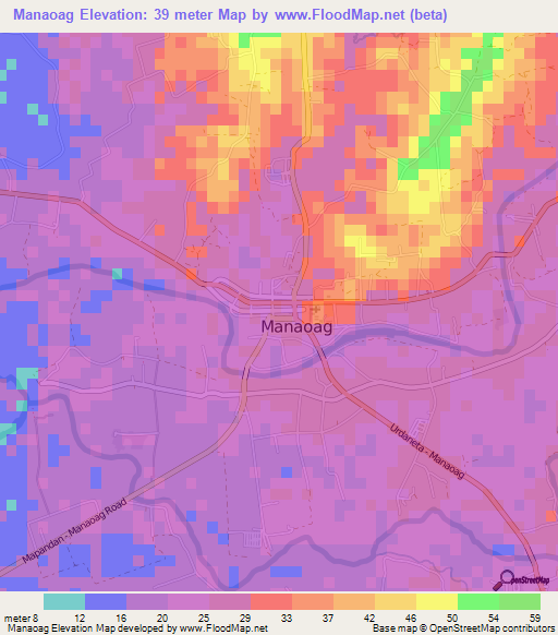 Manaoag,Philippines Elevation Map