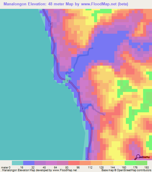 Manalongon,Philippines Elevation Map