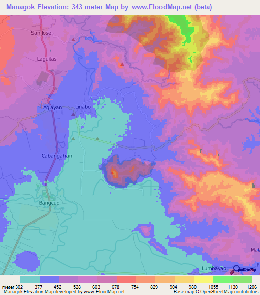 Managok,Philippines Elevation Map