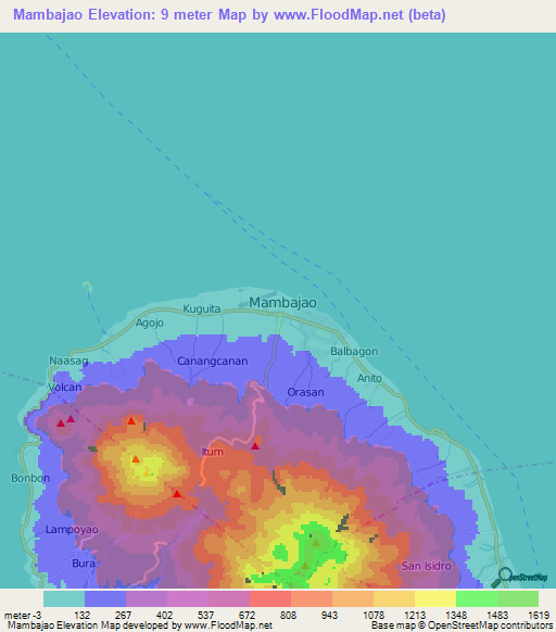 Mambajao,Philippines Elevation Map