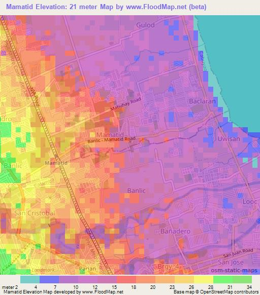 Mamatid,Philippines Elevation Map