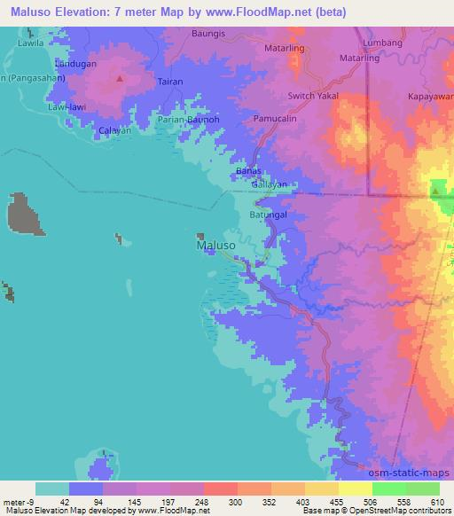 Maluso,Philippines Elevation Map