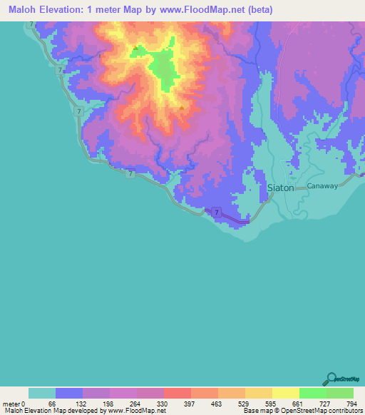 Maloh,Philippines Elevation Map