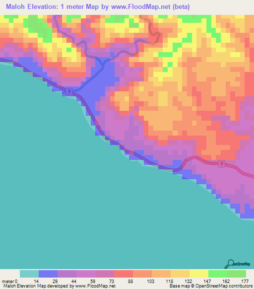 Maloh,Philippines Elevation Map
