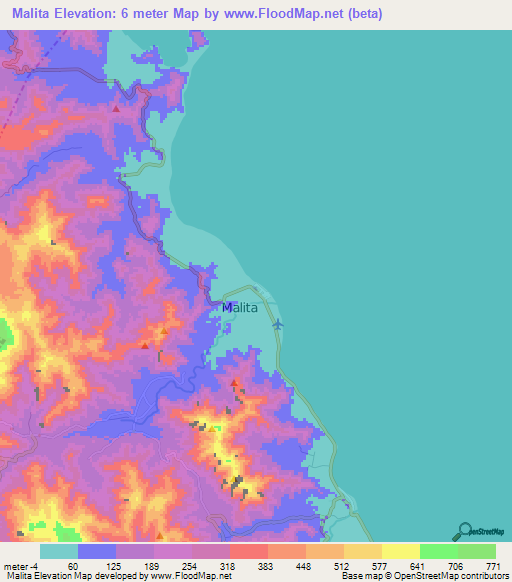 Malita,Philippines Elevation Map