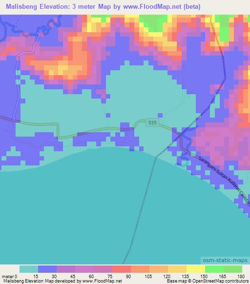 Malisbeng,Philippines Elevation Map