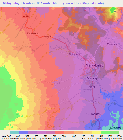 Malaybalay,Philippines Elevation Map