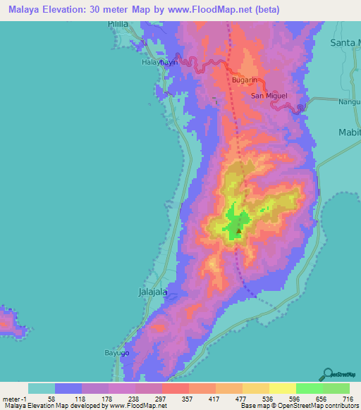 Malaya,Philippines Elevation Map