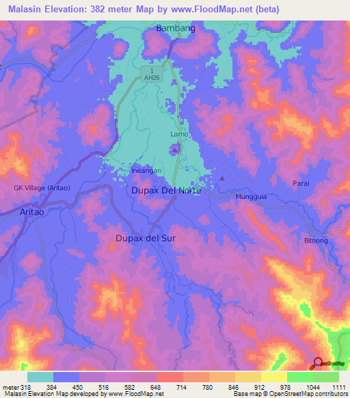 Malasin,Philippines Elevation Map