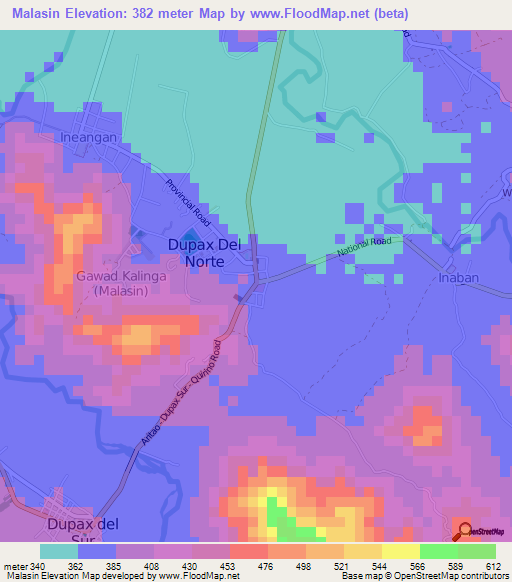 Malasin,Philippines Elevation Map