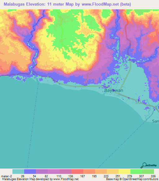 Malabugas,Philippines Elevation Map