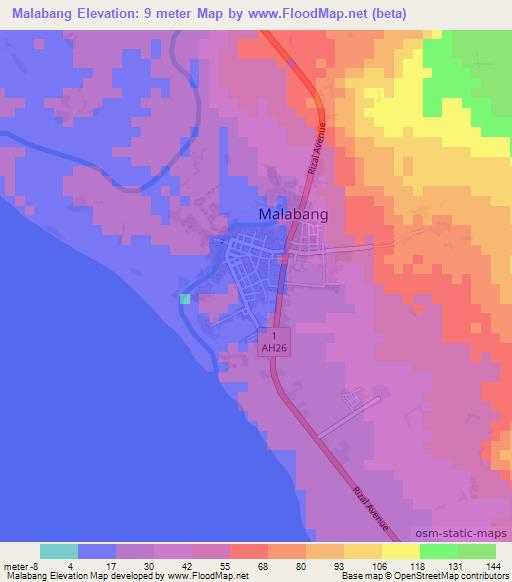 Malabang,Philippines Elevation Map