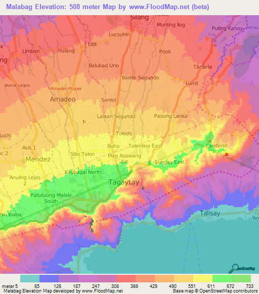 Malabag,Philippines Elevation Map