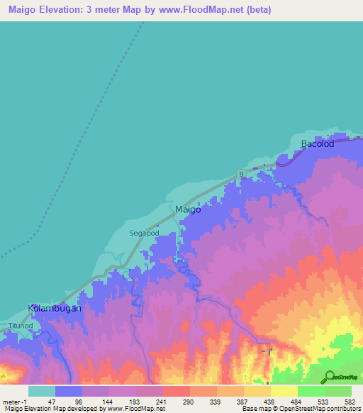 Maigo,Philippines Elevation Map