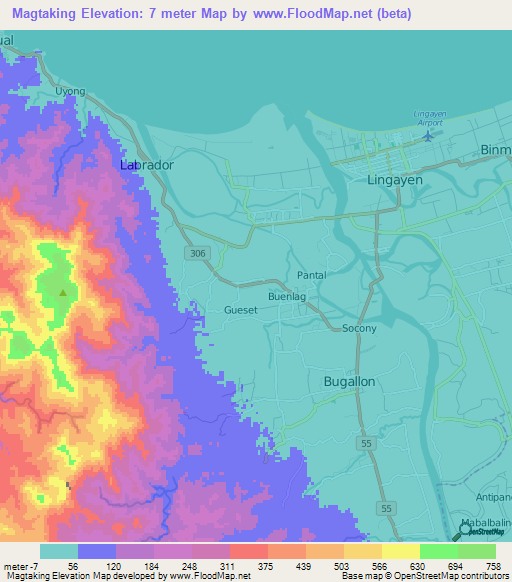 Magtaking,Philippines Elevation Map