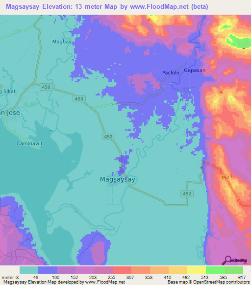 Magsaysay,Philippines Elevation Map