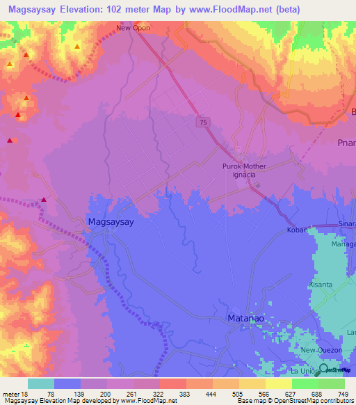 Magsaysay,Philippines Elevation Map